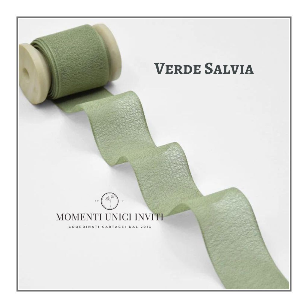 momenti unici inviti - nastro crepe verde salvia