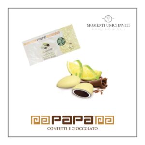 scatola confetti papa dolceamaro double chocolate and fruit limone momenti unici inviti