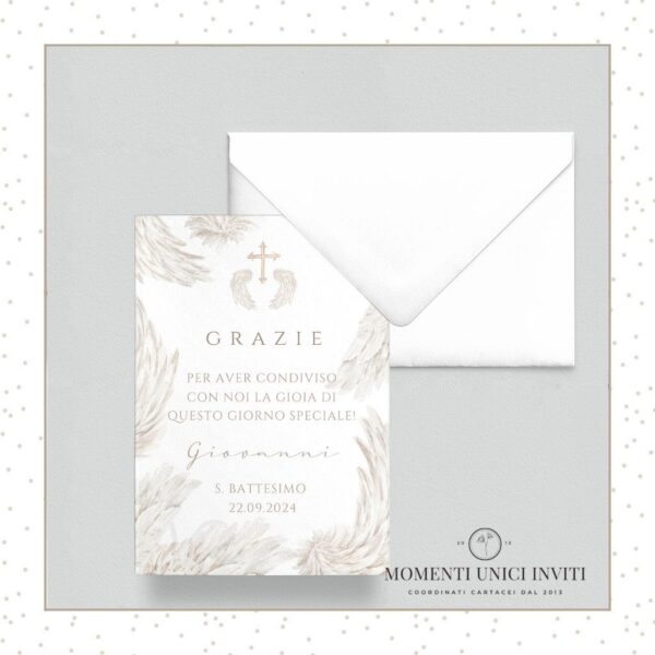 cards ringraziamento angel con busta tema angeli momenti unici inviti
