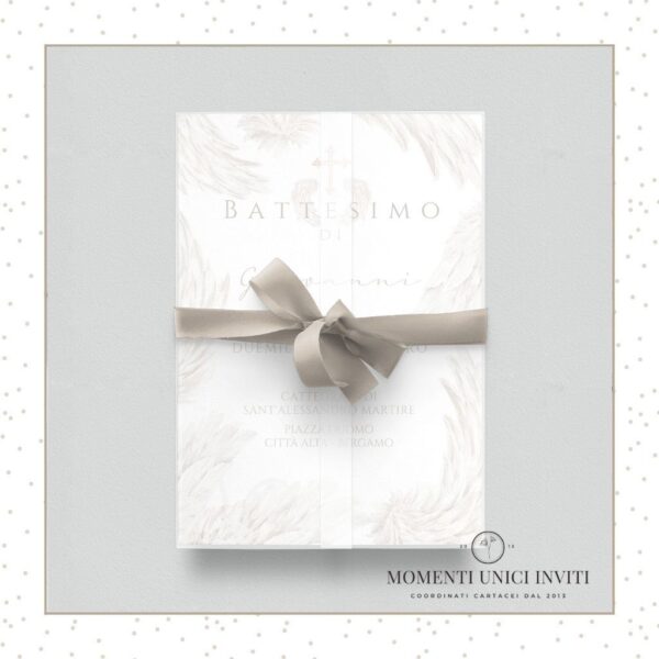 cover traslucida partecipazione angel battesimo e prima comunione