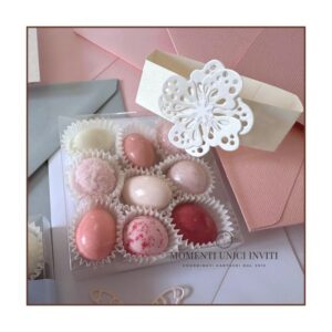 momenti unici inviti - box degustazione 9 confetti su pirottino con fiorellino