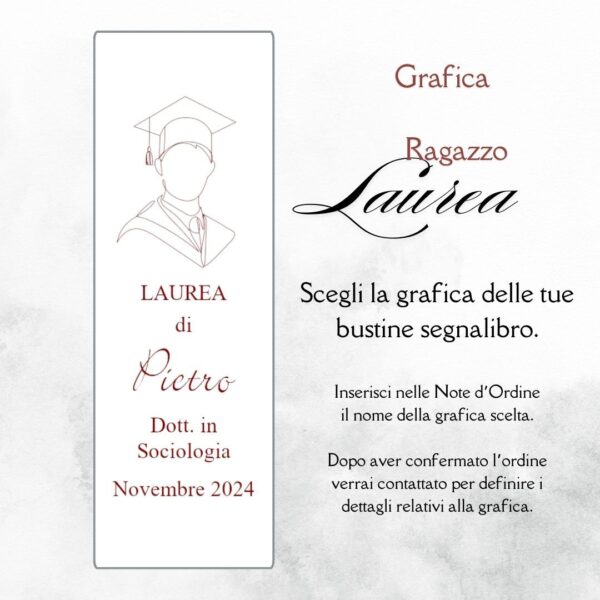 momenti unici inviti grafica laurea per segnalibro con confetti