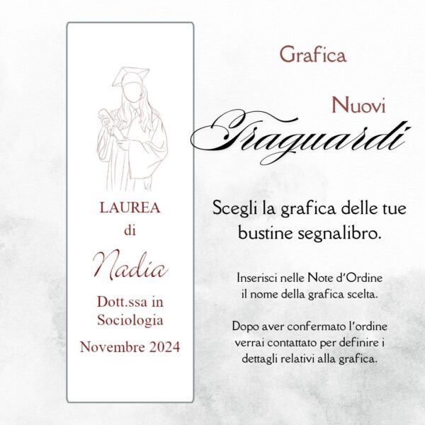 momenti unici inviti grafica laurea per segnalibro con confetti
