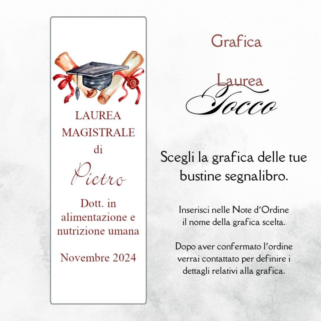 momenti unici inviti grafica laurea per segnalibro con confetti