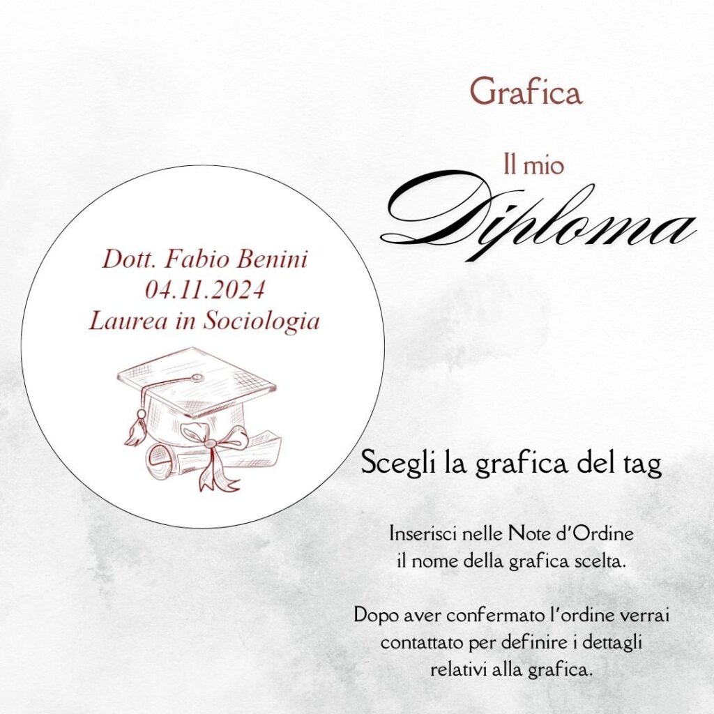 momenti unici inviti grafica tag tondo laurea per bustina confetti