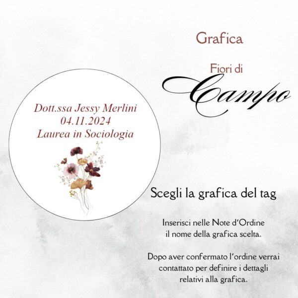 momenti unici inviti grafica tag tondo laurea per bustina confetti