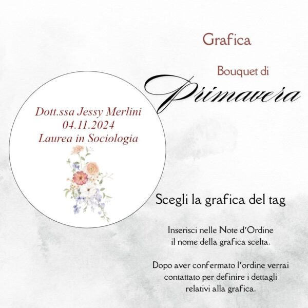 momenti unici inviti grafica tag tondo laurea per bustina confetti