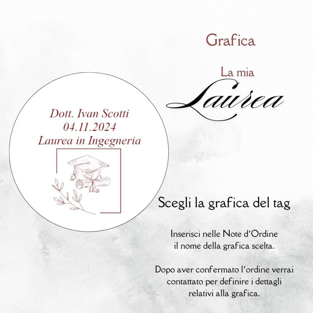 momenti unici inviti grafica tag tondo laurea per bustina confetti