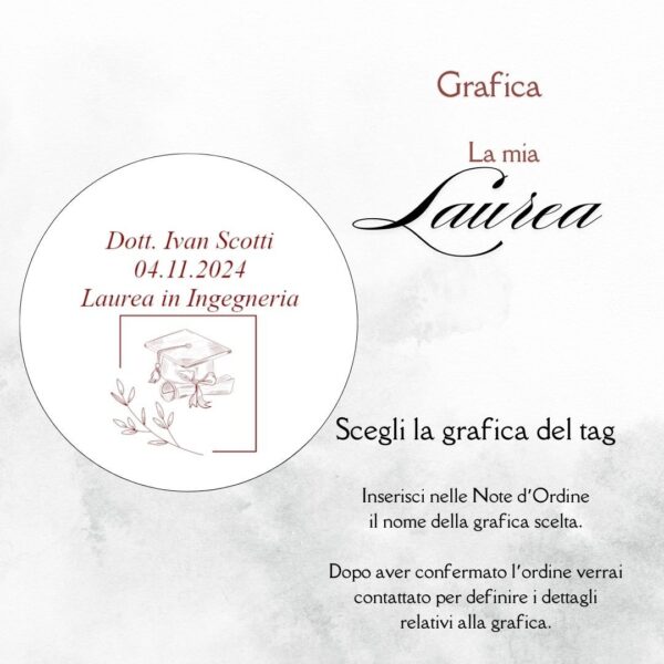 momenti unici inviti grafica tag tondo laurea per bustina confetti