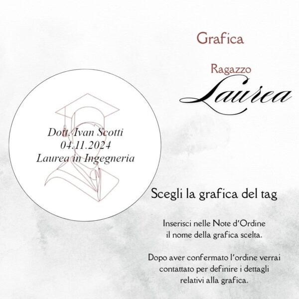 momenti unici inviti grafica tag tondo laurea per bustina confetti