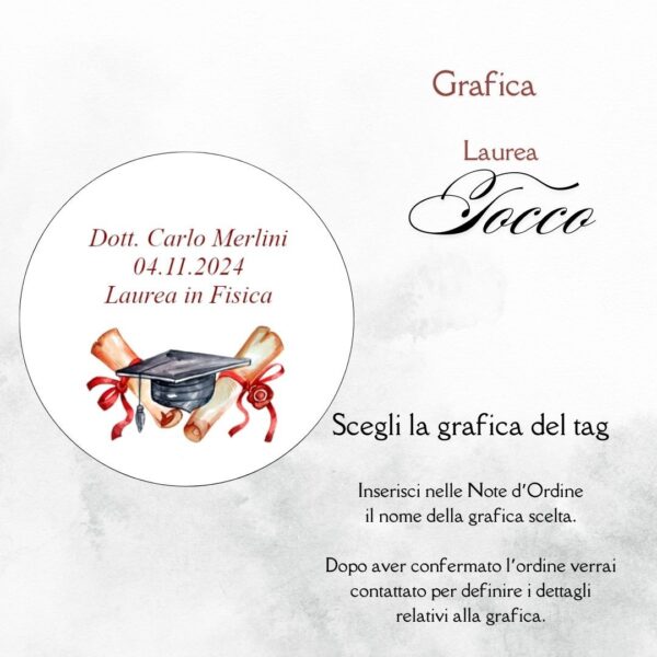 momenti unici inviti grafica tag tondo laurea per bustina confetti