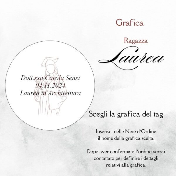 momenti unici inviti grafica tag tondo laurea per bustina confetti