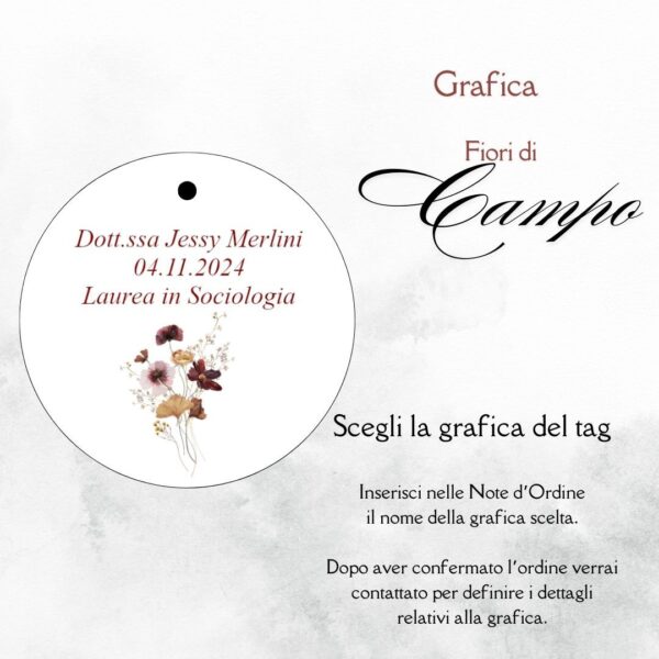 momenti unici inviti grafica tag tondo laurea per scatolina confetti
