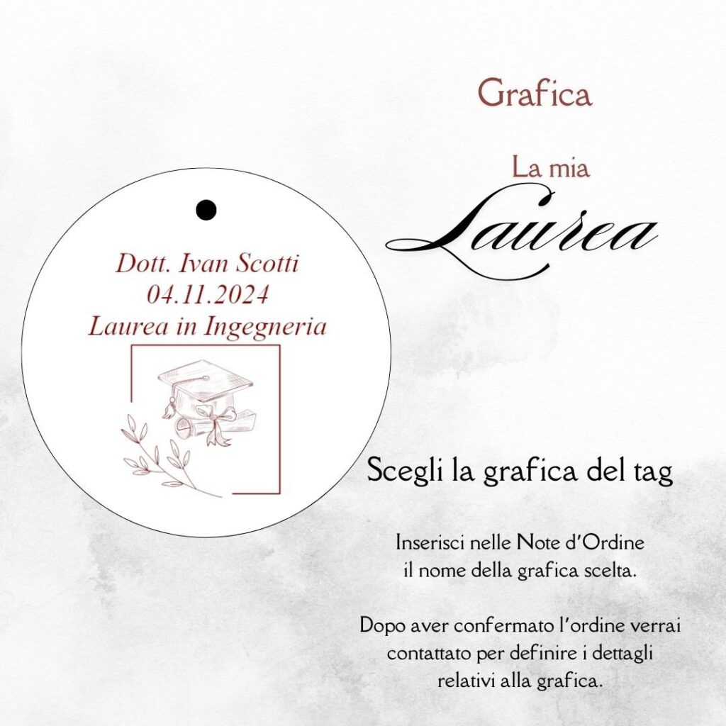 momenti unici inviti grafica tag tondo laurea per scatolina confetti