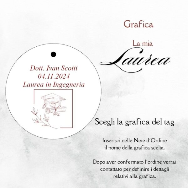 momenti unici inviti grafica tag tondo laurea per scatolina confetti