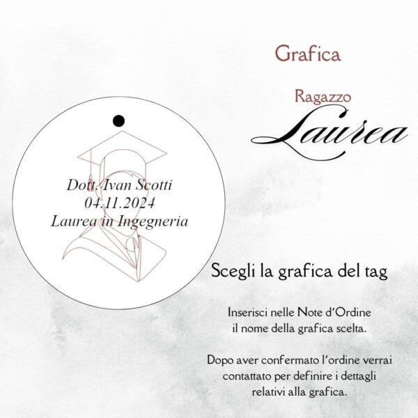momenti unici inviti grafica tag tondo laurea per scatolina confetti