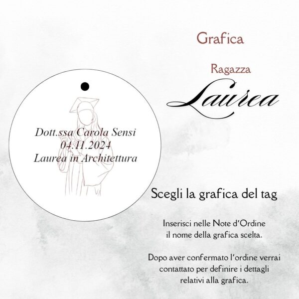 momenti unici inviti grafica tag tondo laurea per scatolina confetti