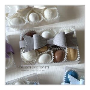scatoline degustazione confetti con fiocchetto colori personalizzabili momenti unici inviti