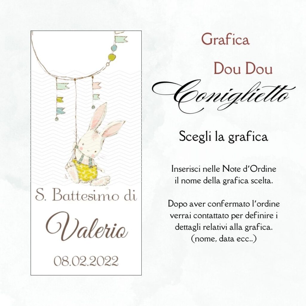 momenti unici inviti box degustazione 31 confetti battesimo grafica coniglietto tippy
