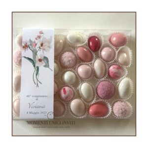 momenti unici inviti - box degustazione 31 confetti su pirottino con fascia grafica compleanno lei