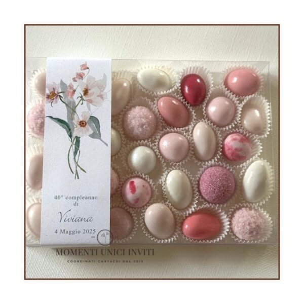 momenti unici inviti - box degustazione 31 confetti su pirottino con fascia grafica compleanno lei