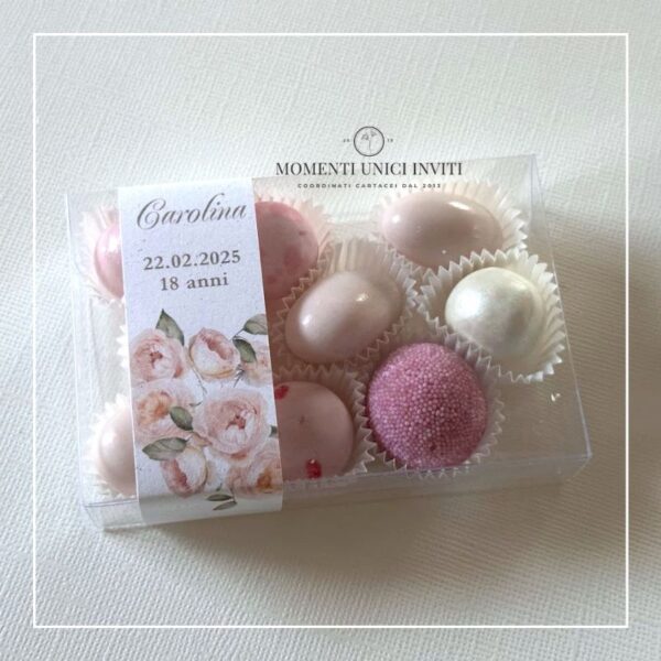 momenti unici inviti box degustazione 9 confetti 18 compleanno ragazza
