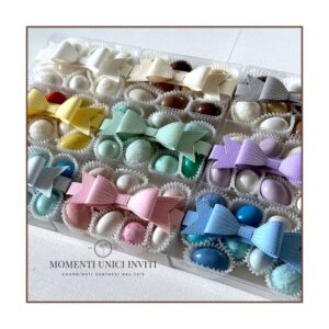 momenti unici inviti - box degustazione 9 confetti su pirottino con fiocco 3D