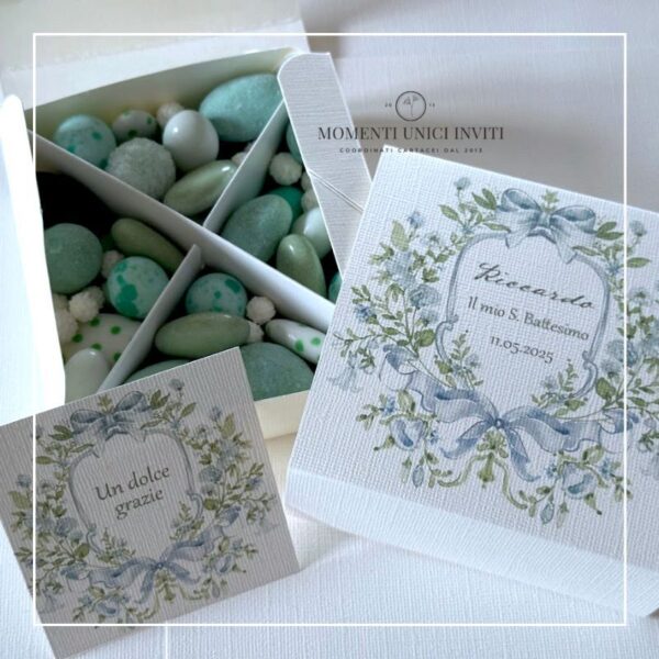 momenti unici inviti box degustazione confetti battesimo bimbo