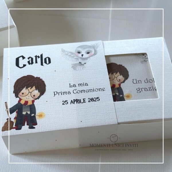 momenti unici inviti box degustazione confetti tema harry potter prima comunione