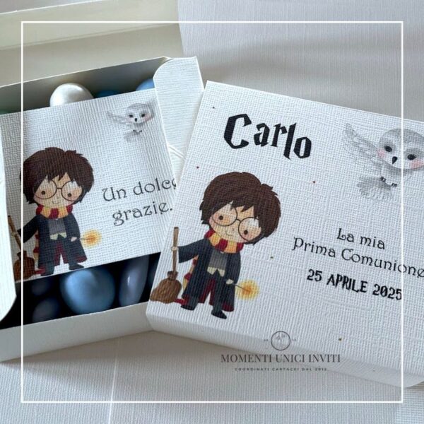 momenti unici inviti box degustazione confetti tema harry potter prima comunione