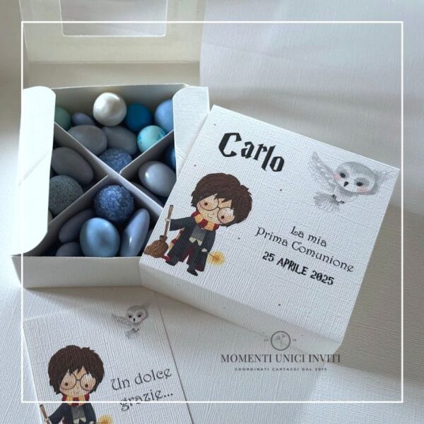 momenti unici inviti box degustazione confetti tema harry potter prima comunione