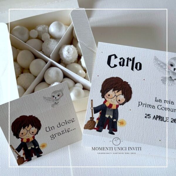 momenti unici inviti box degustazione confetti tema harry potter prima comunione