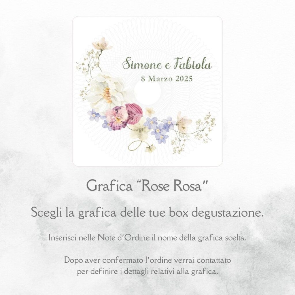 momenti unici inviti grafica personalizzata per box degustazione confetti matrimonio