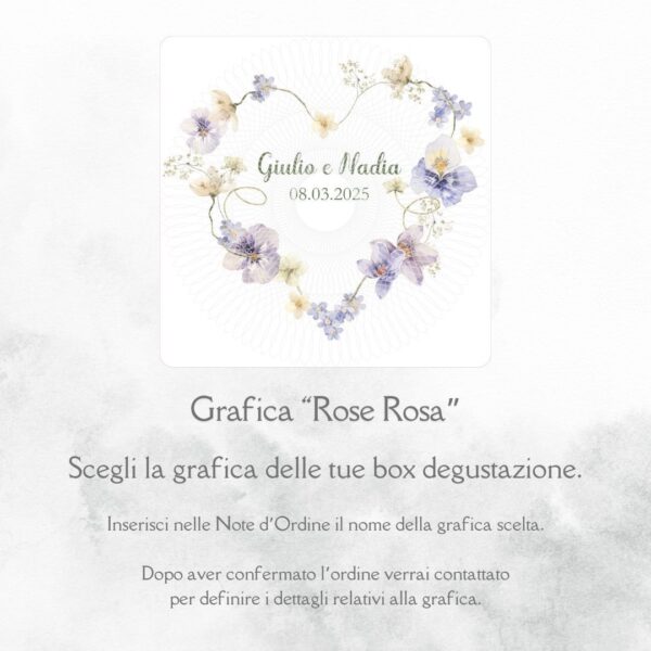 momenti unici inviti grafica personalizzata per box degustazione confetti matrimonio