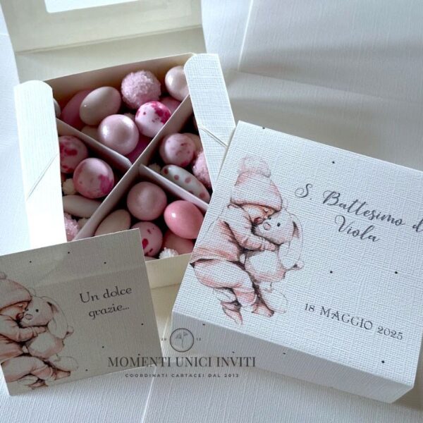 momenti unici inviti box degustazione confetti battesimo bambina