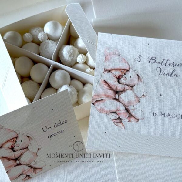 momenti unici inviti box degustazione confetti battesimo bambina