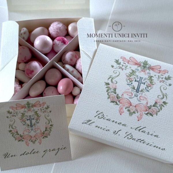 momenti unici inviti box degustazione confetti battesimo bambina