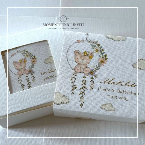 momenti unici inviti box degustazione confetti battesimo dou dou orsetta
