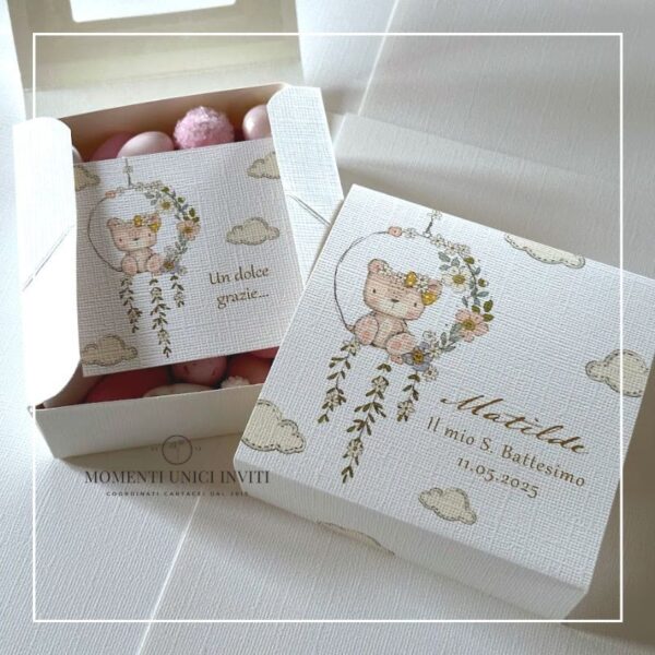 momenti unici inviti box degustazione confetti battesimo dou dou orsetta