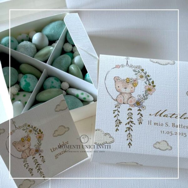 momenti unici inviti box degustazione confetti battesimo dou dou orsetta