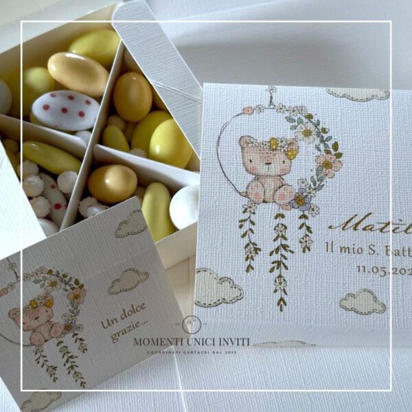 momenti unici inviti box degustazione confetti battesimo dou dou orsetta