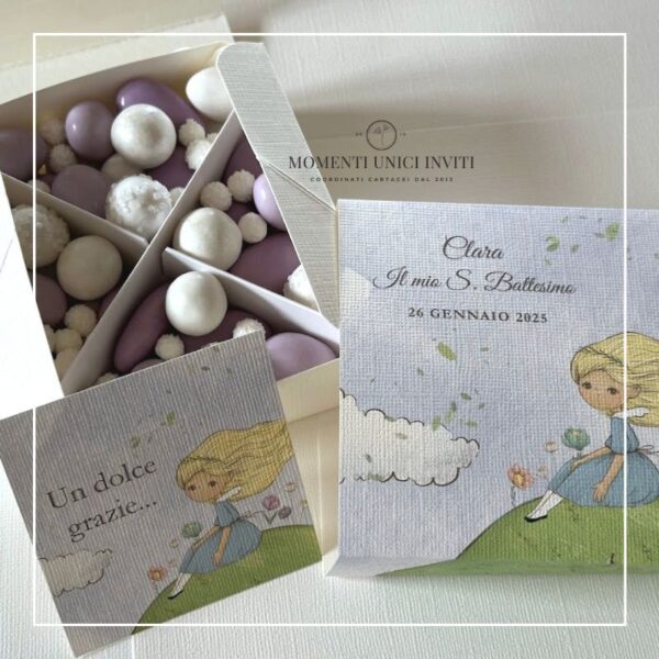 momenti unici inviti box degustazione confetti battesimo e prima comunione alice nel paese delle meraviglie