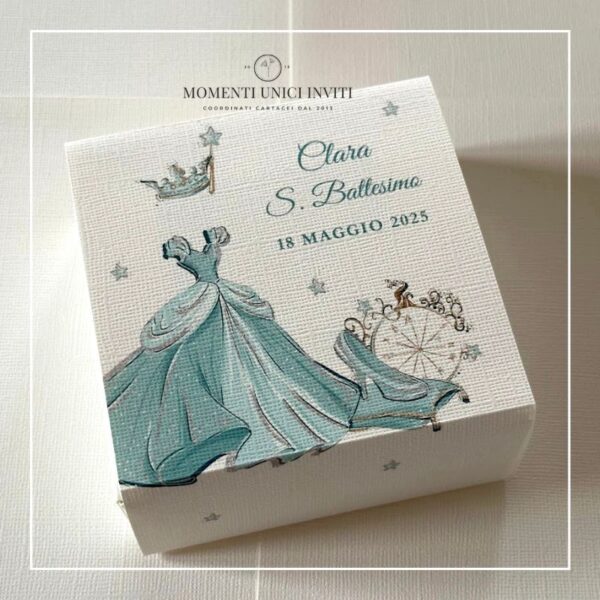 momenti unici inviti box degustazione confetti battesimo e prima comunione cenerentola