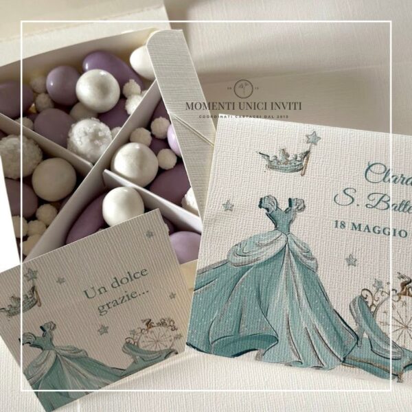 momenti unici inviti box degustazione confetti battesimo e prima comunione cenerentola