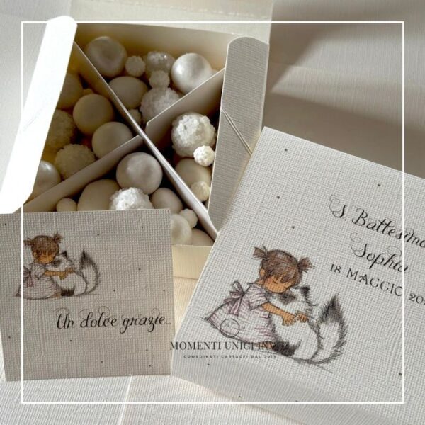 momenti unici inviti box degustazione confetti battesimo e prima comunione kira