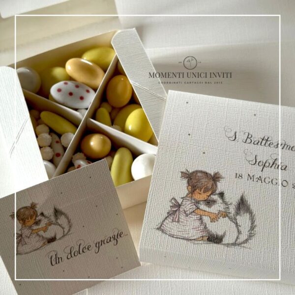 momenti unici inviti box degustazione confetti battesimo e prima comunione kira