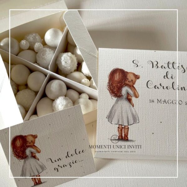 momenti unici inviti box degustazione confetti battesimo julie