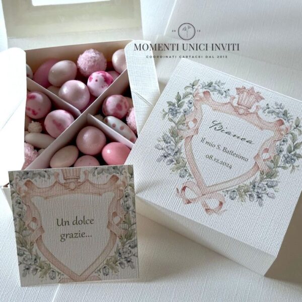momenti unici inviti box degustazione confetti battesimo prima comunione e cresima bambina