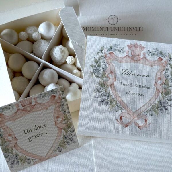 momenti unici inviti box degustazione confetti battesimo prima comunione e cresima bambina