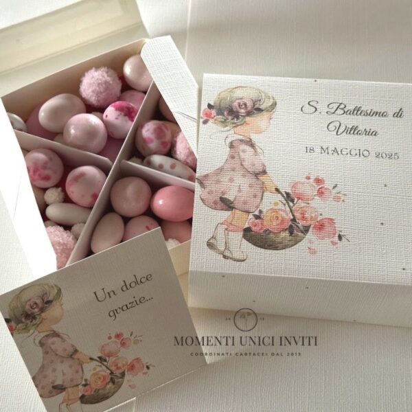 momenti unici inviti box degustazione confetti battesimo prima comunione lei vicky